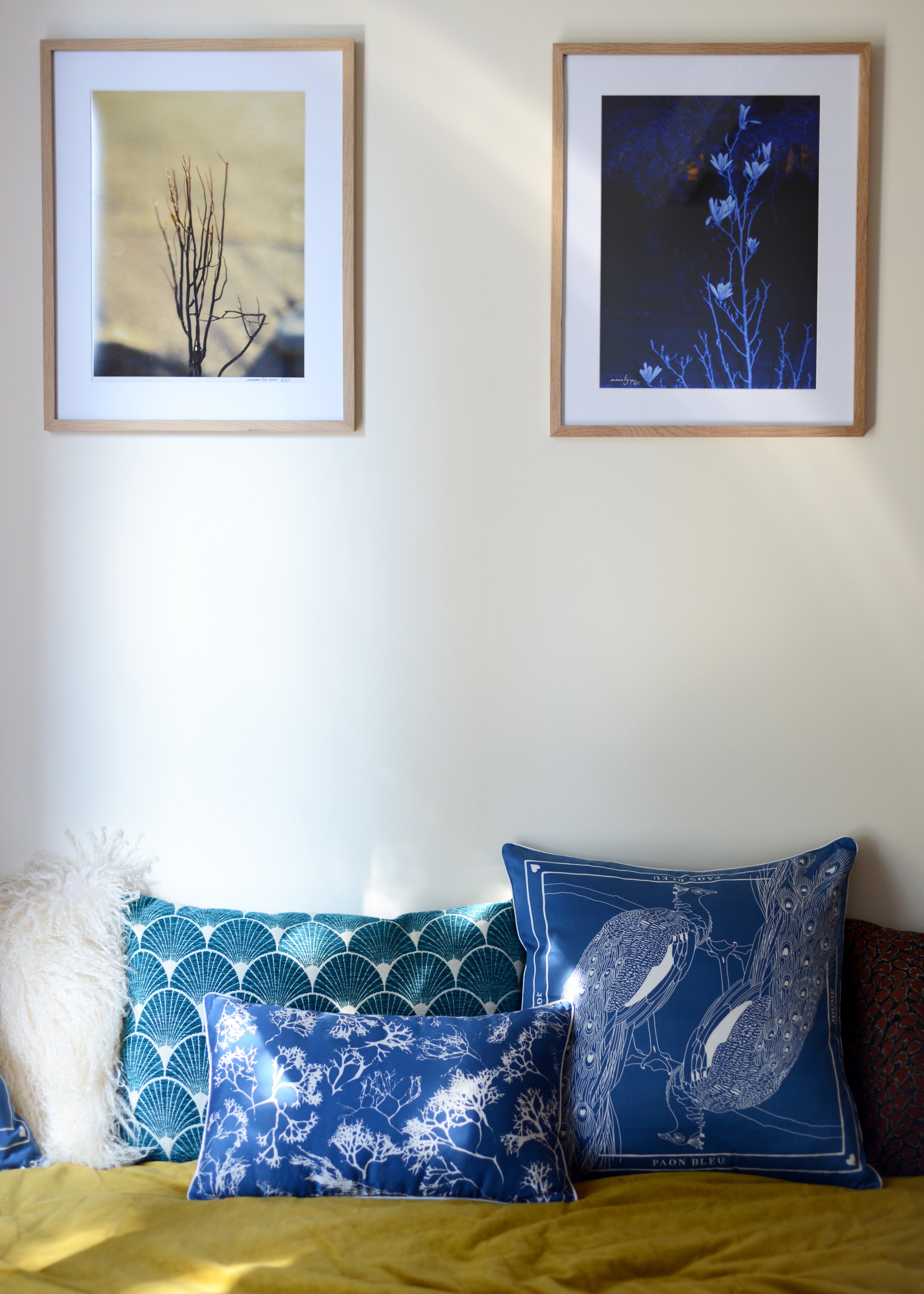 Housse de coussin "PAON BLEU"