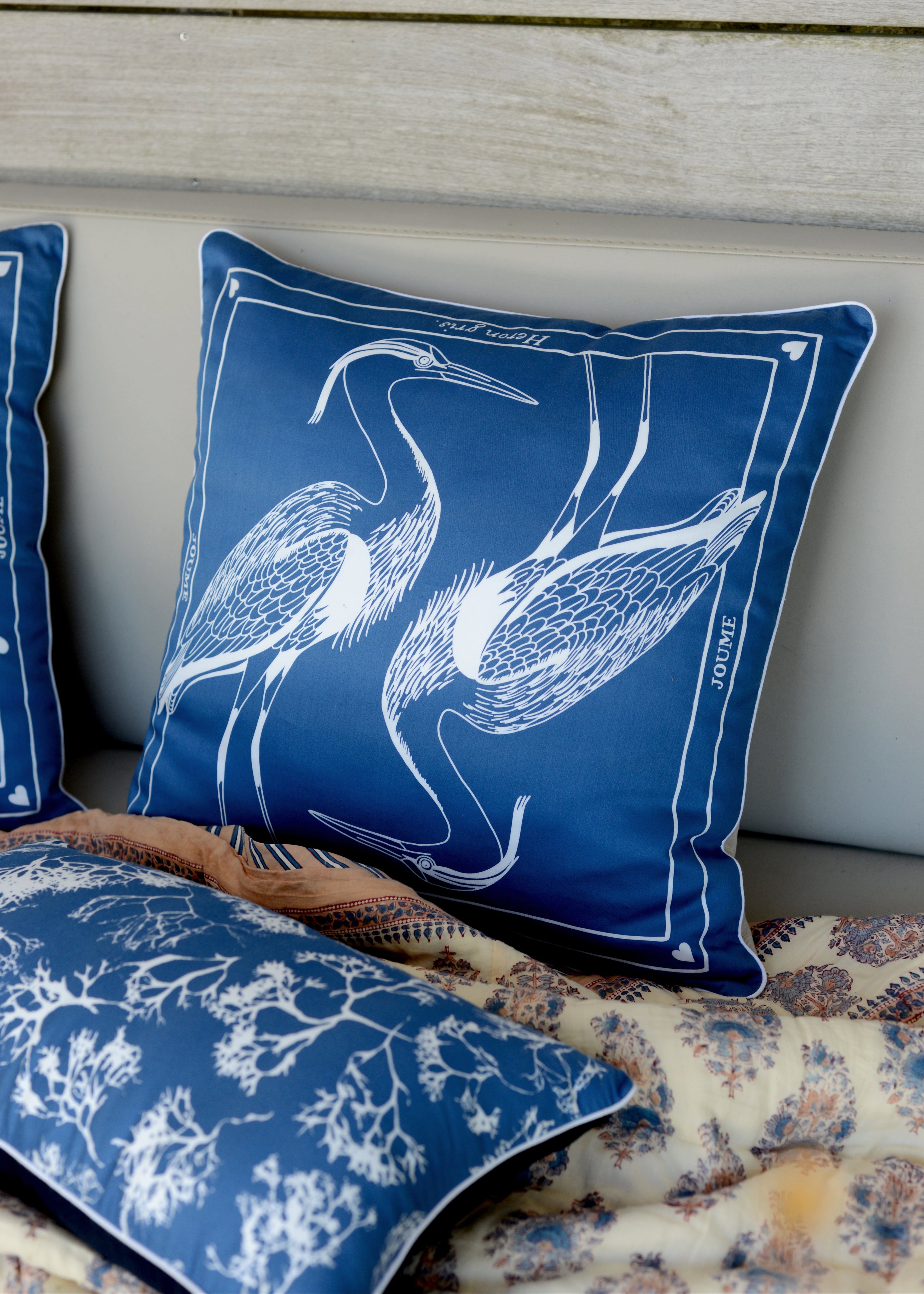 Housse de coussin "HÉRON GRIS"